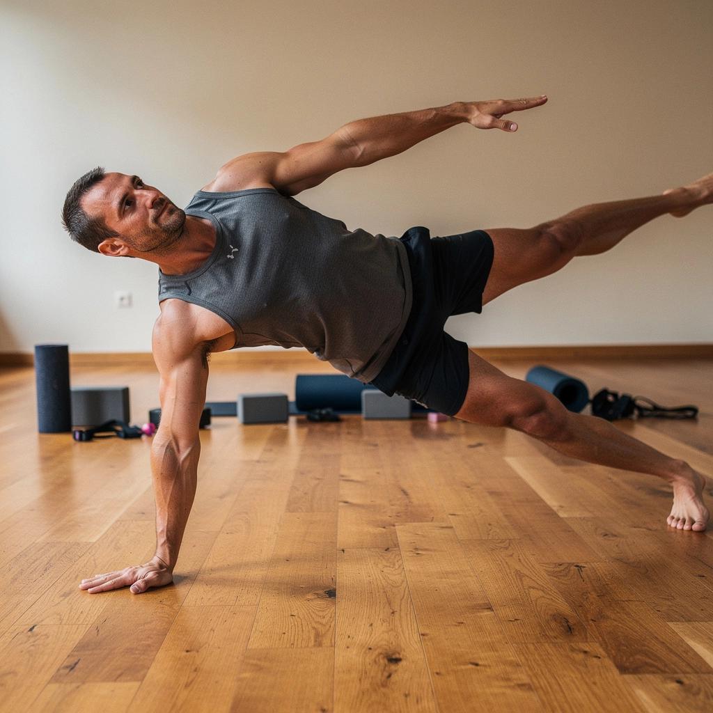 Zbliżenie na dłonie osoby wykonującej pozycję jogi, ukazujące skupienie i elastyczność.